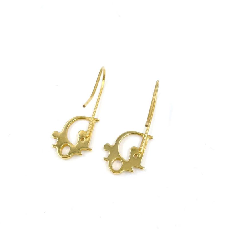 Christian Dior Logo Metal Gold Earrings Gold