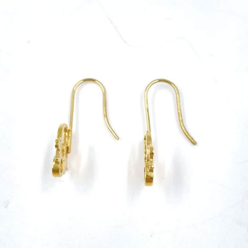 Christian Dior Logo Metal Gold Earrings Gold