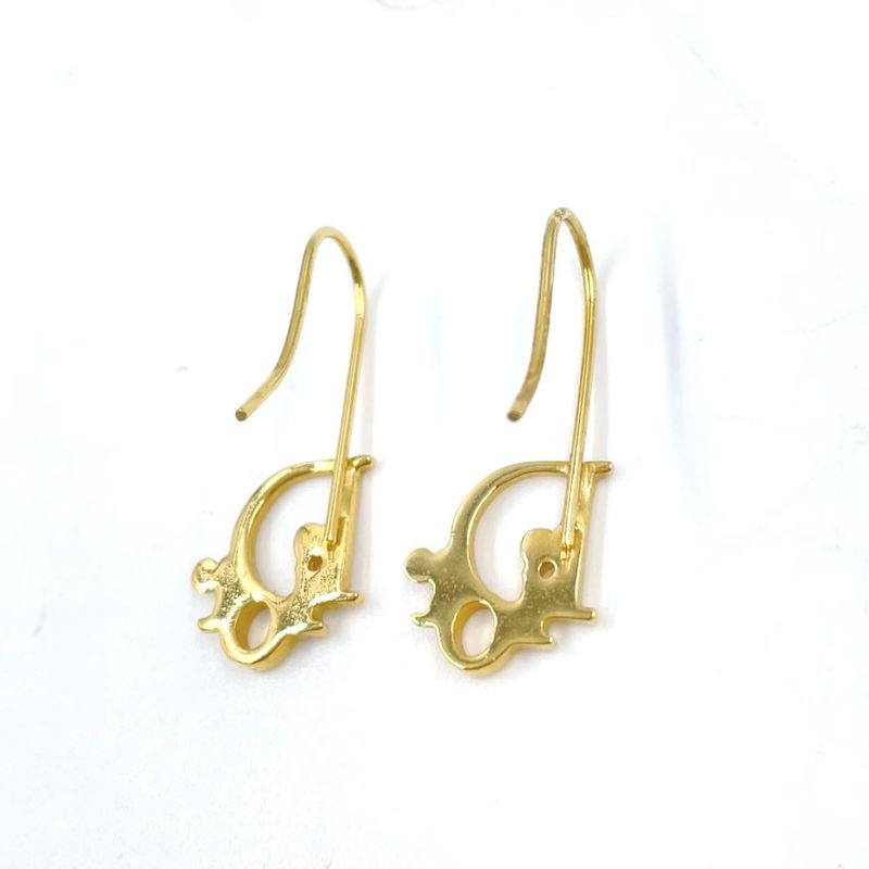 Christian Dior Logo Metal Gold Earrings Gold