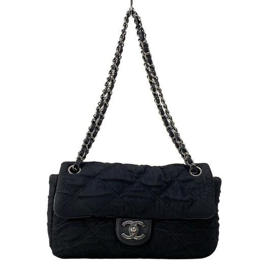 Chanel Shoulder Bag Single Flap Matelasse Black Chain Shoulder / Silver