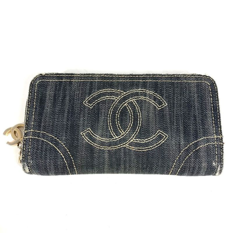 Chanel Long Wallet CC Coco Logo A31900 Denim Blue