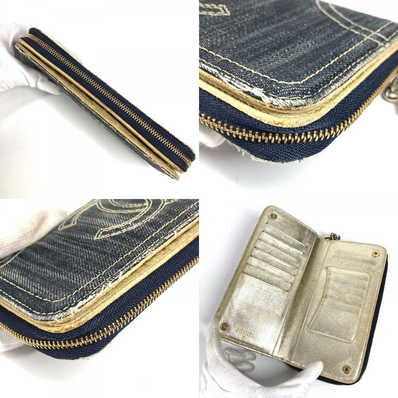 Chanel Long Wallet CC Coco Logo A31900 Denim Blue