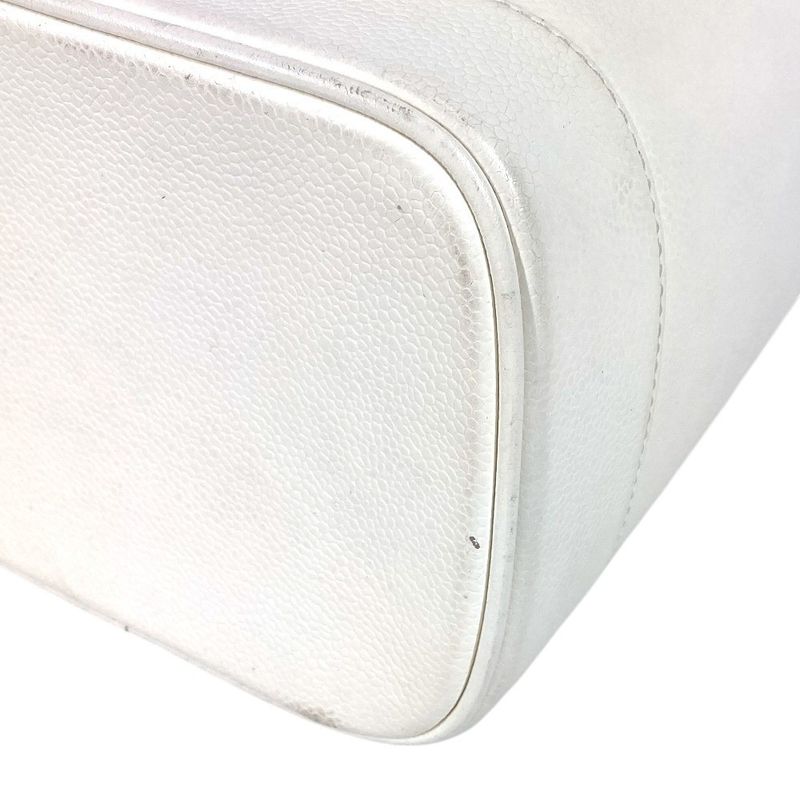 Chanel Handbag CC Coco Mark Logo Vanity Bag A01998 Caviar Skin White