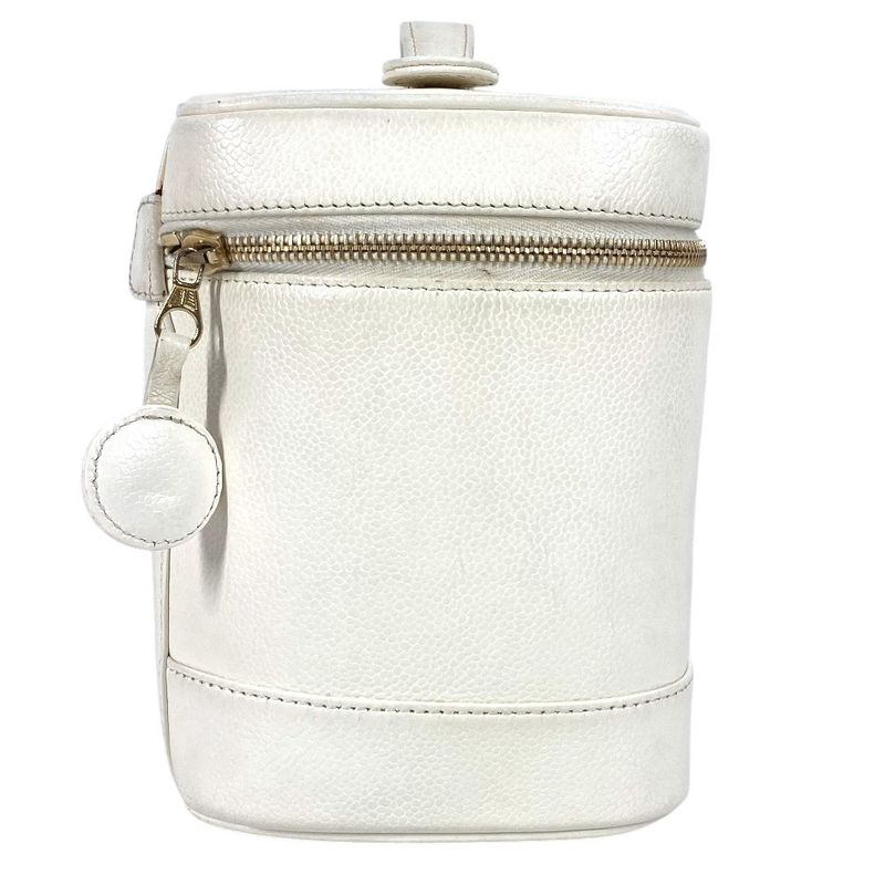 Chanel Handbag CC Coco Mark Logo Vanity Bag A01998 Caviar Skin White