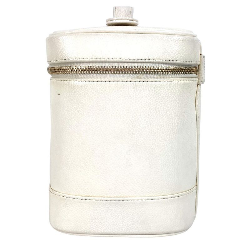 Chanel Handbag CC Coco Mark Logo Vanity Bag A01998 Caviar Skin White