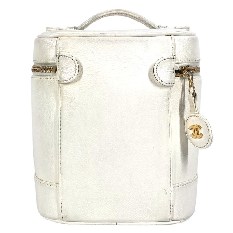 Chanel Handbag CC Coco Mark Logo Vanity Bag A01998 Caviar Skin White