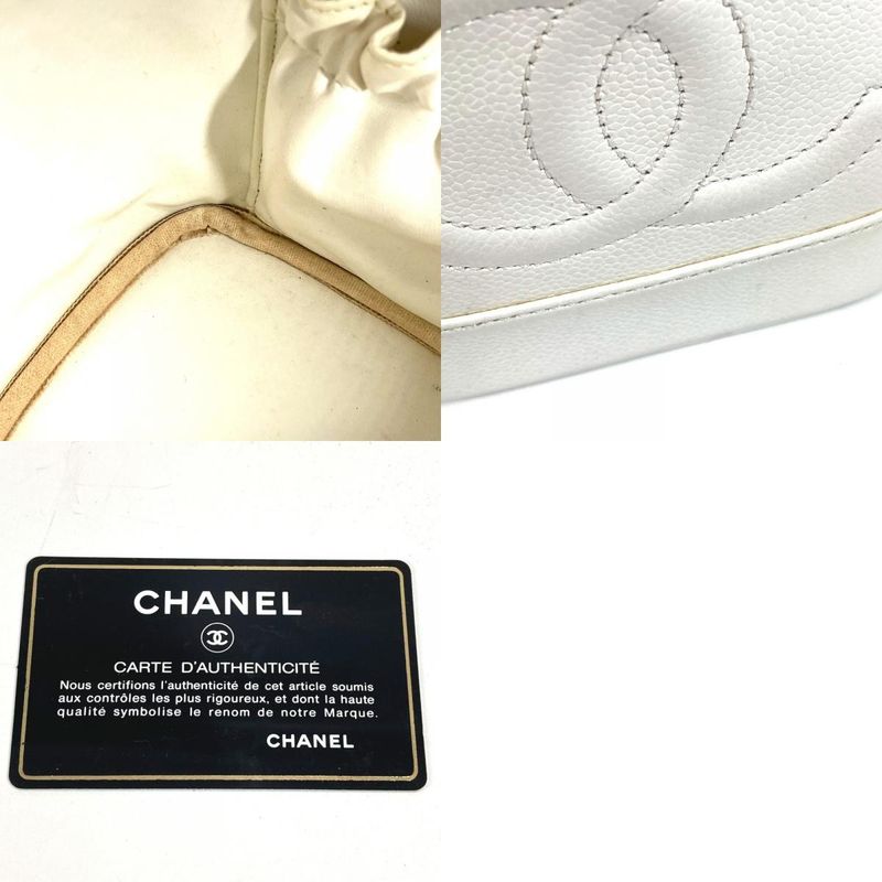 Chanel Handbag CC Coco Mark Logo Vanity Bag A01998 Caviar Skin White