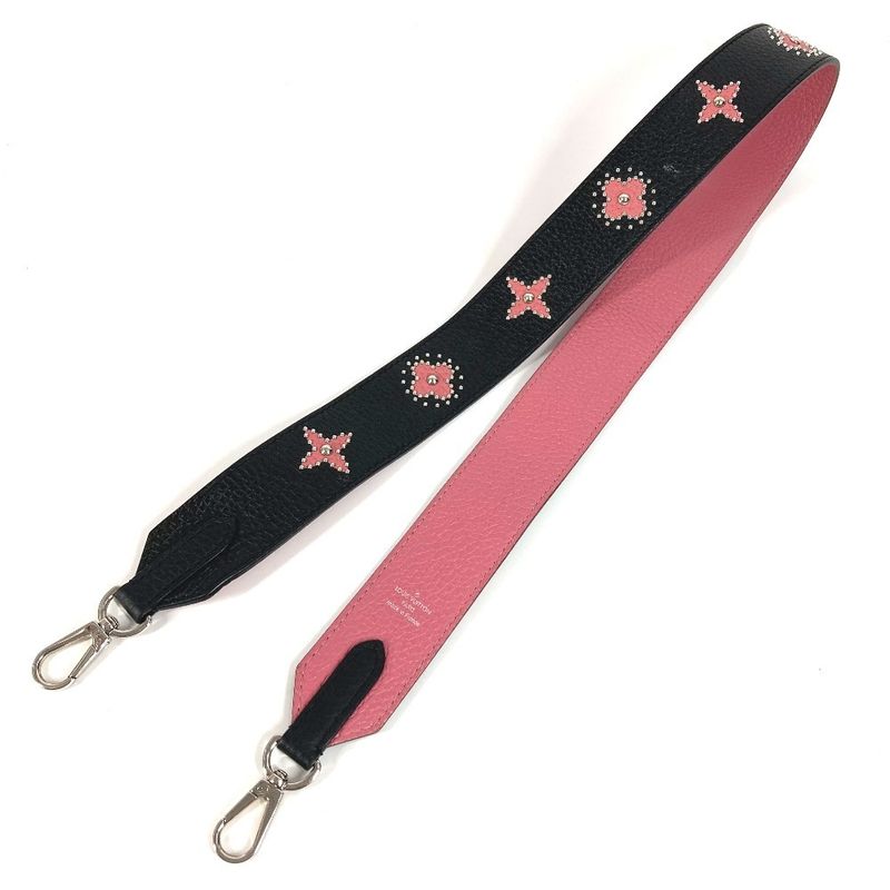 Louis Vuitton Shoulder Strap Studded Logo Leather Black