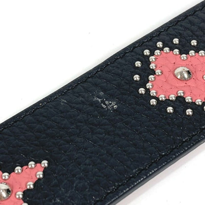 Louis Vuitton Shoulder Strap Studded Logo Leather Black