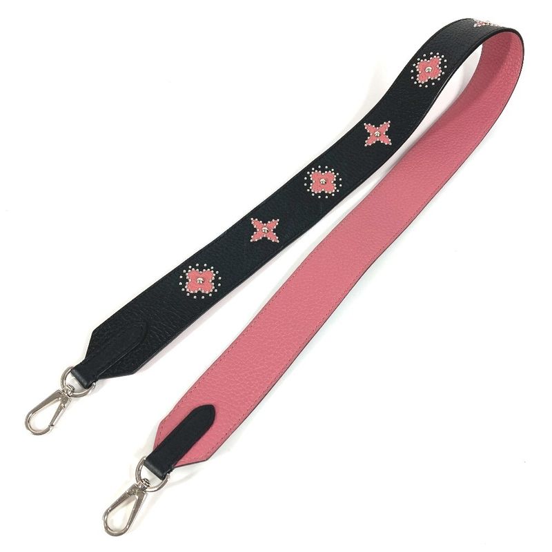 Louis Vuitton Shoulder Strap Studded Logo Leather Black