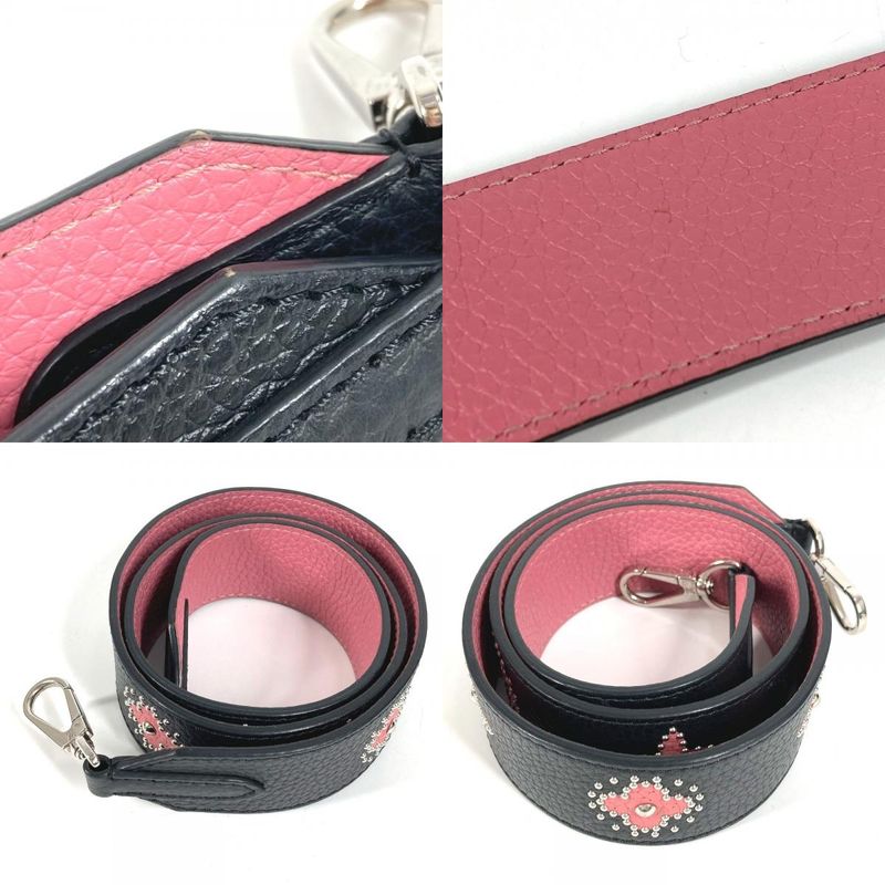 Louis Vuitton Shoulder Strap Studded Logo Leather Black