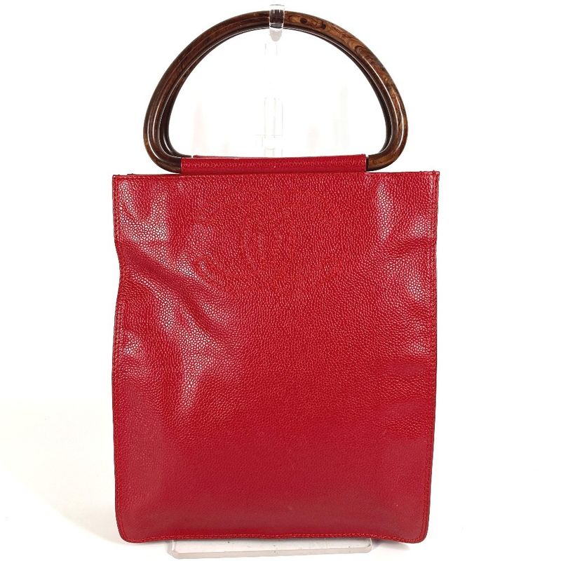 Chanel Handbag CC Coco Mark Logo Caviar Skin Red