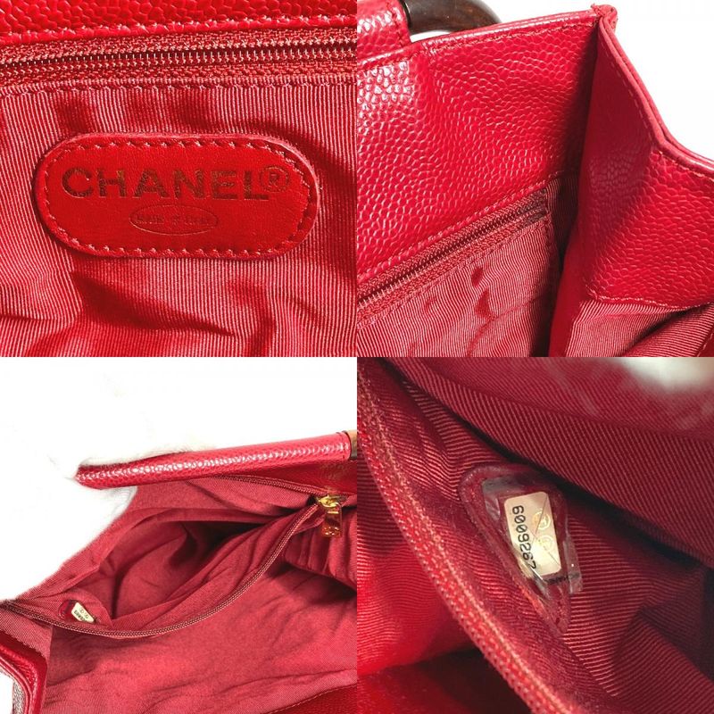 Chanel Handbag CC Coco Mark Logo Caviar Skin Red