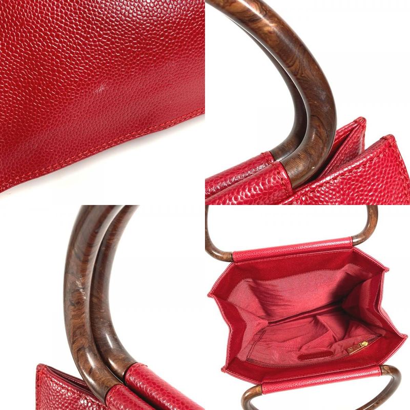 Chanel Handbag CC Coco Mark Logo Caviar Skin Red