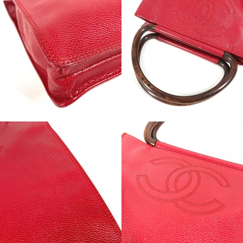 Chanel Handbag CC Coco Mark Logo Caviar Skin Red