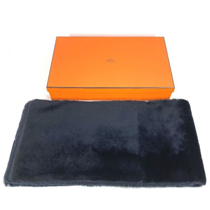Hermes Scarf Leather Fur Leather Black