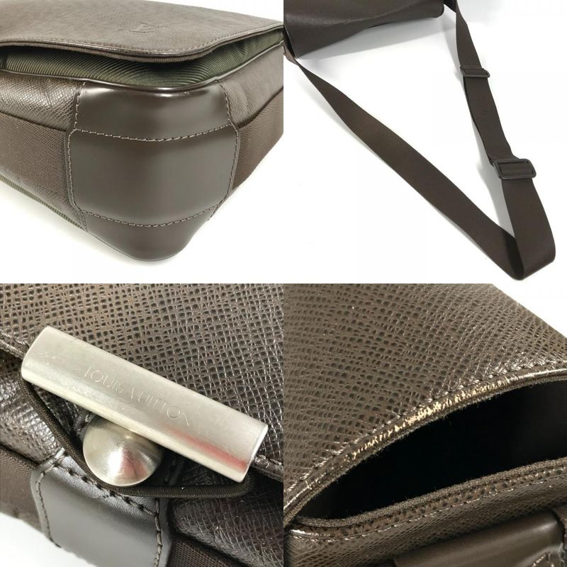 Louis Vuitton Shoulder Bag Victor M30148 Taiga Leather Grizzly Brown