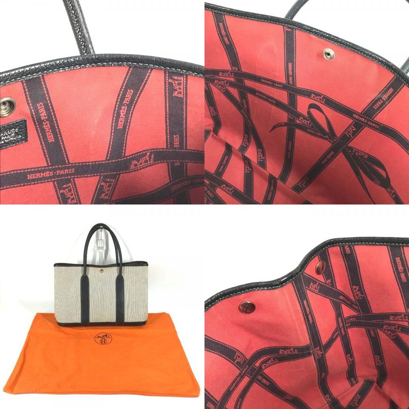 Hermes Tote Bag Garden Party PM Garden Party PM Toile Ash Black