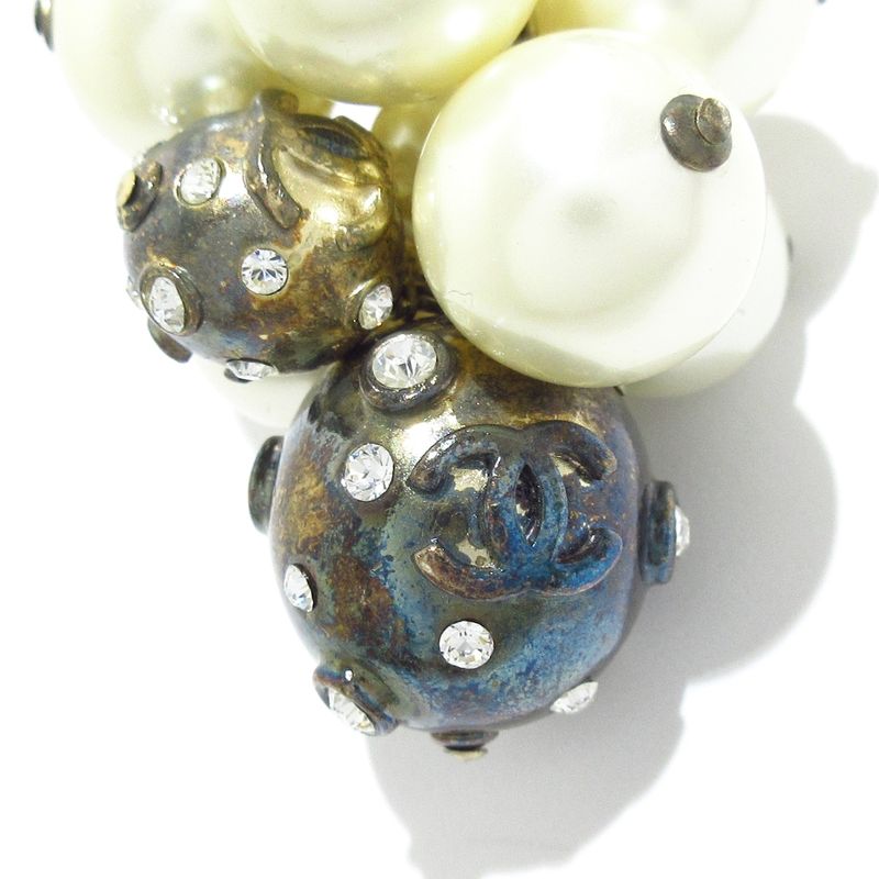 Chanel Necklace - Ivory And Silver Coco Mark / Pearl / Rhinestone