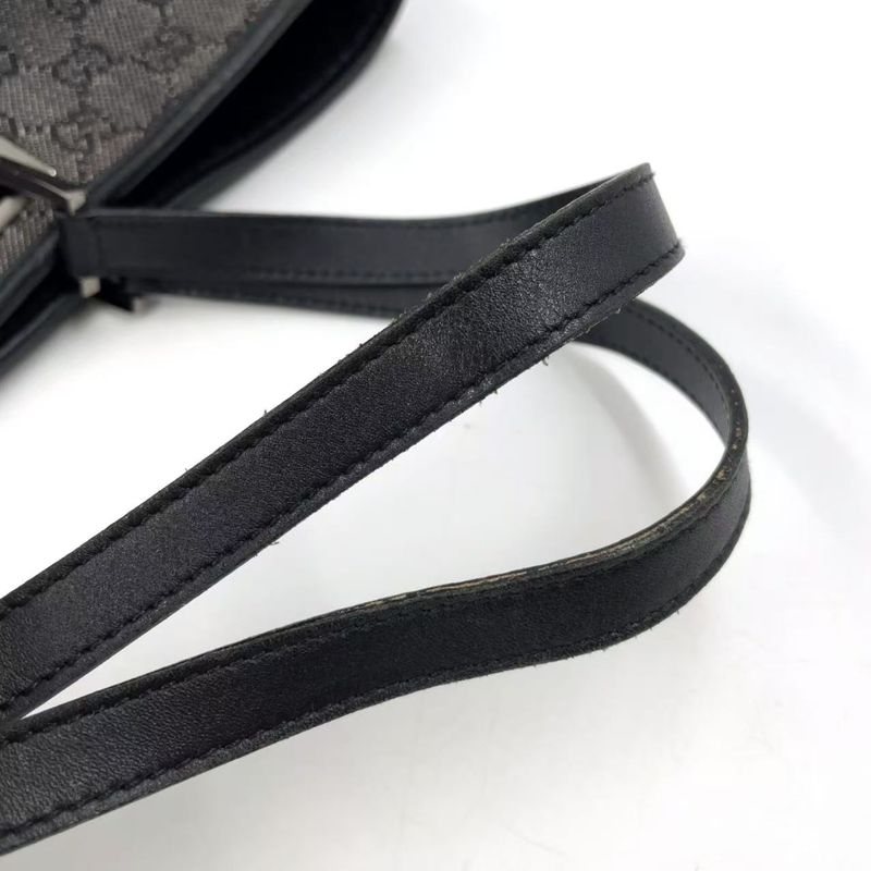Gucci GG Denim Tote Bag Denim Black Handbag Silver 31243