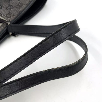 Gucci GG Denim Tote Bag Denim Black Handbag Silver 31243