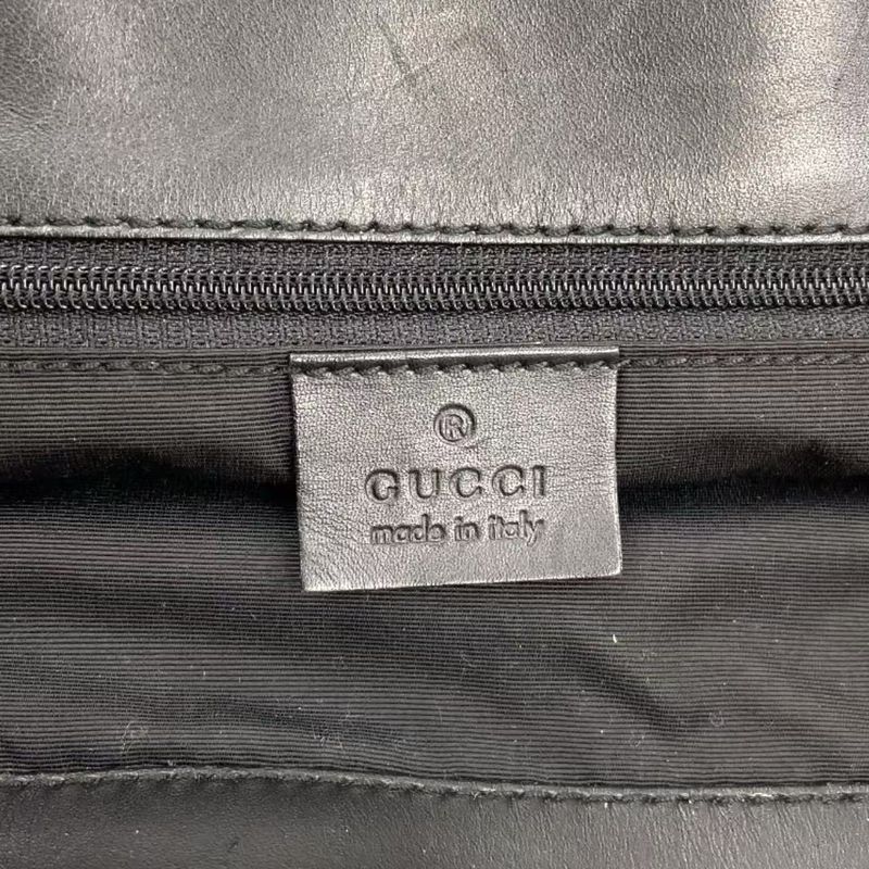 Gucci GG Denim Tote Bag Denim Black Handbag Silver 31243