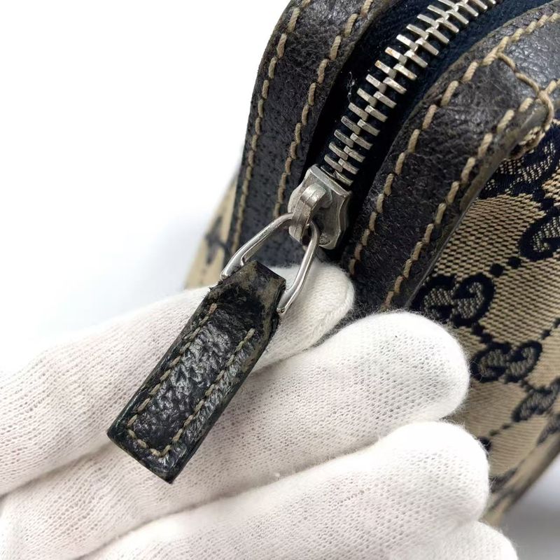 Gucci Sherry Line GG Canvas Leather X Canvas Multicolor Handbag Silver 145759