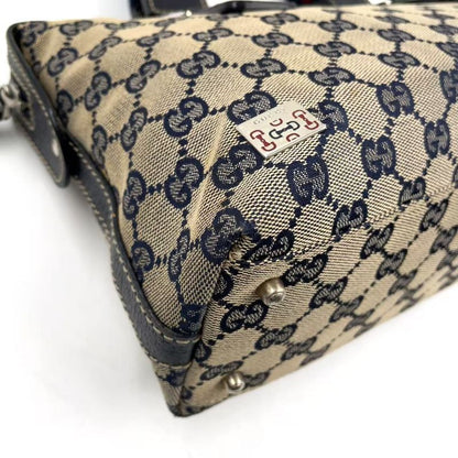 Gucci Sherry Line GG Canvas Leather X Canvas Multicolor Handbag Silver 145759