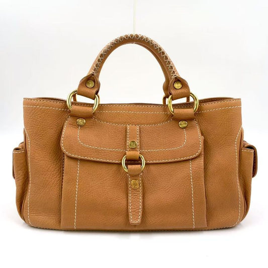 Celine Boogie Bag Leather Light Brown Handbag Gold Gaso/46