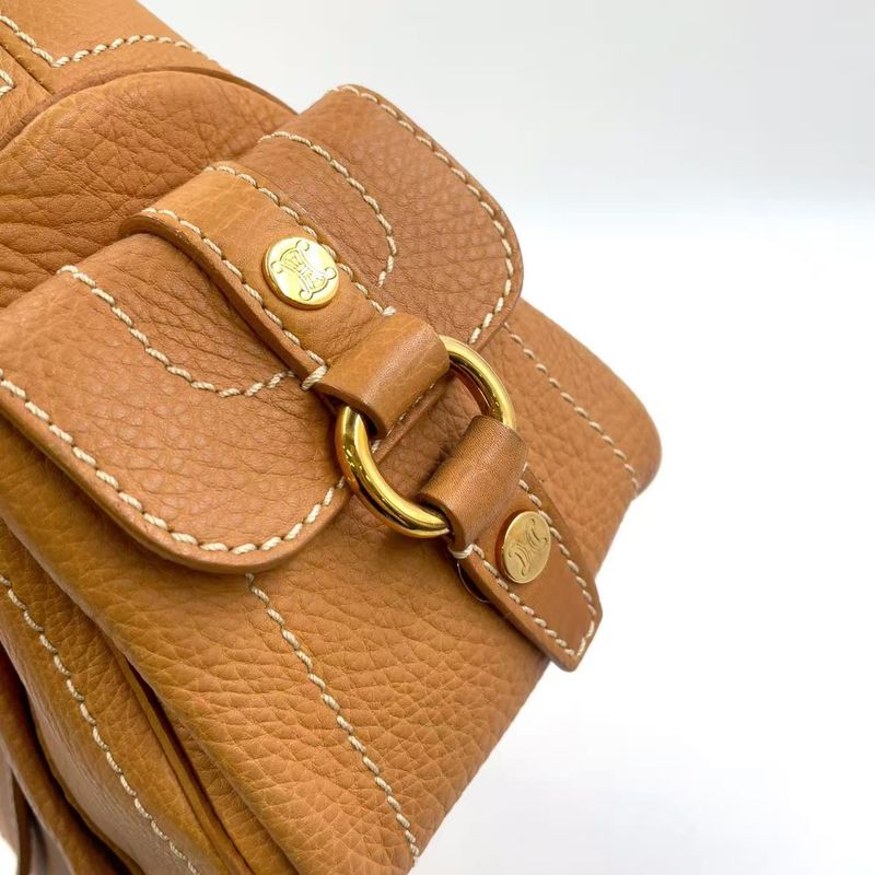 Celine Boogie Bag Leather Light Brown Handbag Gold Gaso/46