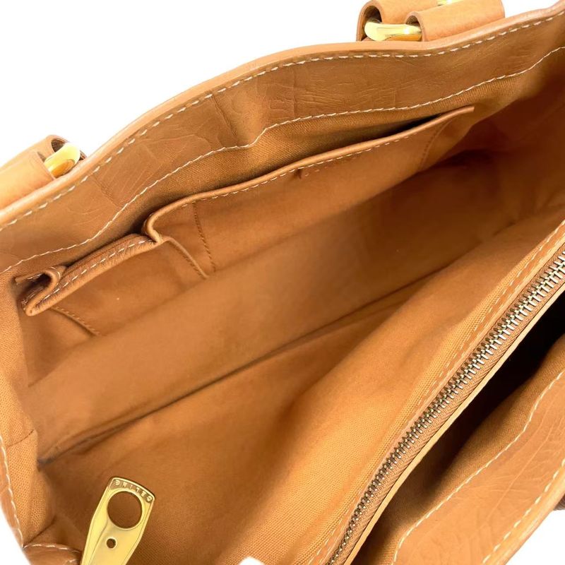 Celine Boogie Bag Leather Light Brown Handbag Gold Gaso/46