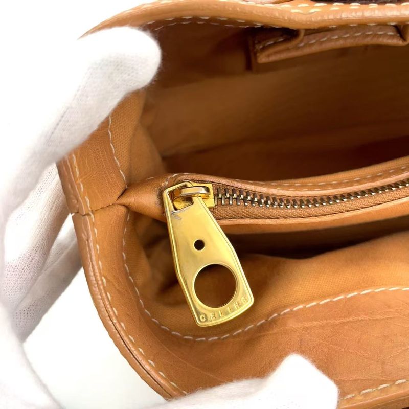 Celine Boogie Bag Leather Light Brown Handbag Gold Gaso/46