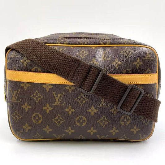 Louis Vuitton Reporter PM Monogram Leather × PVC Brown Shoulder Bag Gold M45254