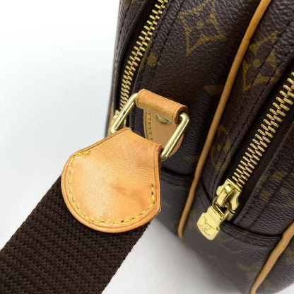 Louis Vuitton Reporter PM Monogram Leather × PVC Brown Shoulder Bag Gold M45254