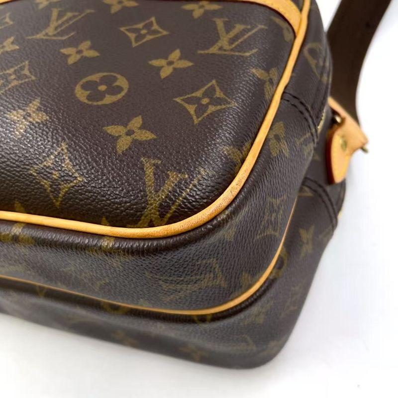 Louis Vuitton Reporter PM Monogram Leather × PVC Brown Shoulder Bag Gold M45254