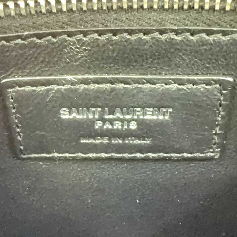 YVES Saint Laurent Croc Shape Stamped Calf Red Shoulder Bag Silver