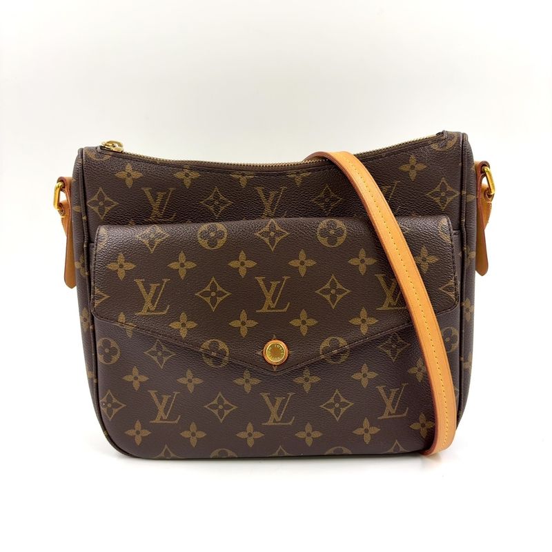 Louis Vuitton Mabillon Monogram Leather × PVC Brown Shoulder Bag Gold M41679