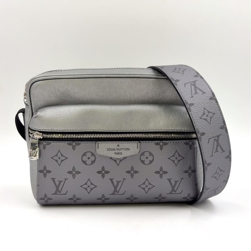 Louis Vuitton Outdoor Messenger Coated Canvas And Calf Silver Shoulder Bag