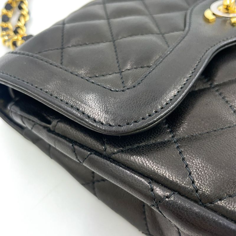 Chanel Paris Limited Edition Matelasse W Flap Serial No 3 Leather Black Chain
