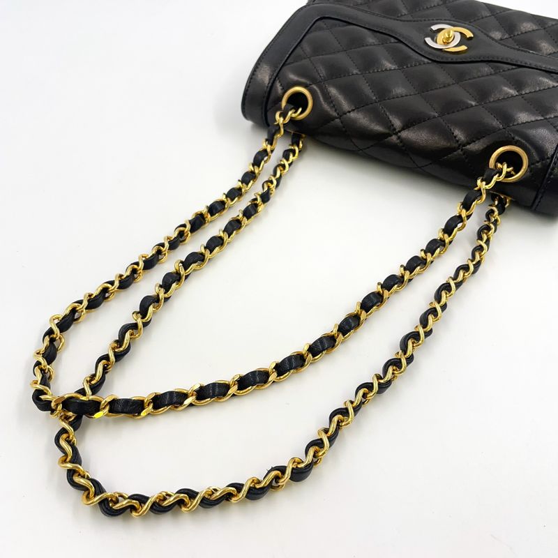 Chanel Paris Limited Edition Matelasse W Flap Serial No 3 Leather Black Chain