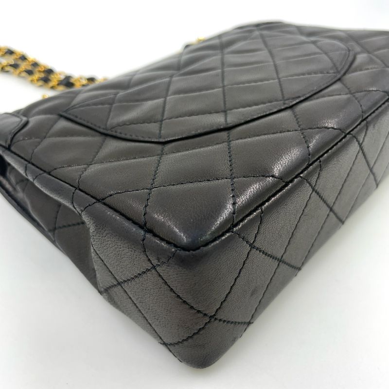 Chanel Paris Limited Edition Matelasse W Flap Serial No 3 Leather Black Chain