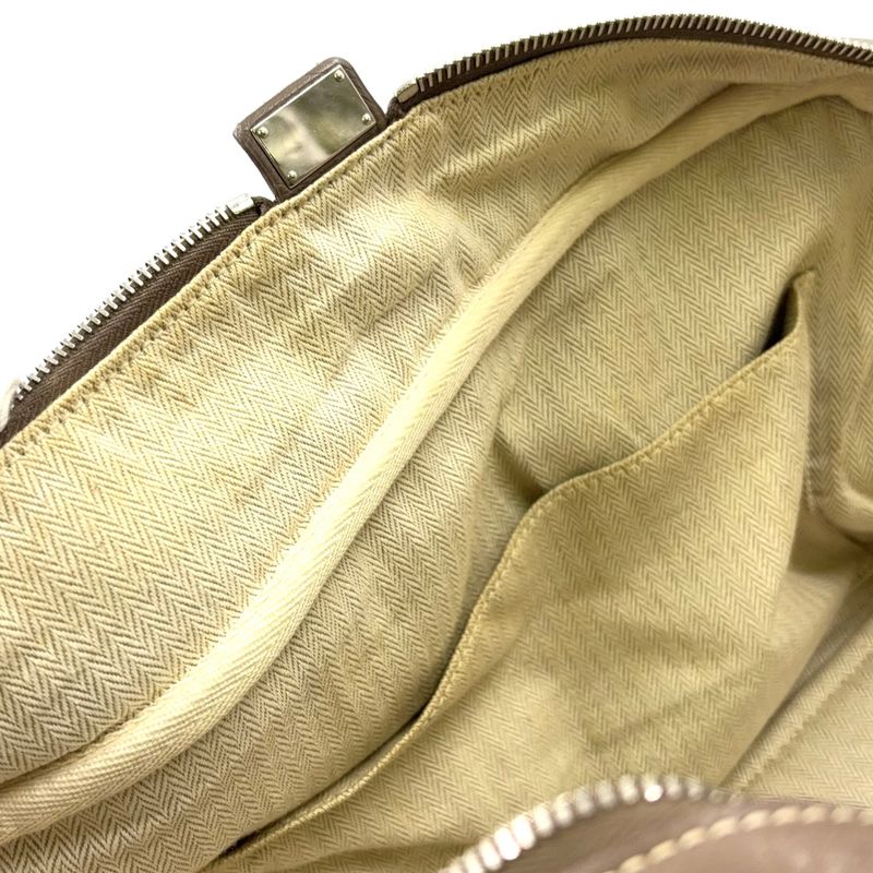 Hermes Victoria 35 □L Engraved Leather Gray-beige Handbag Silver