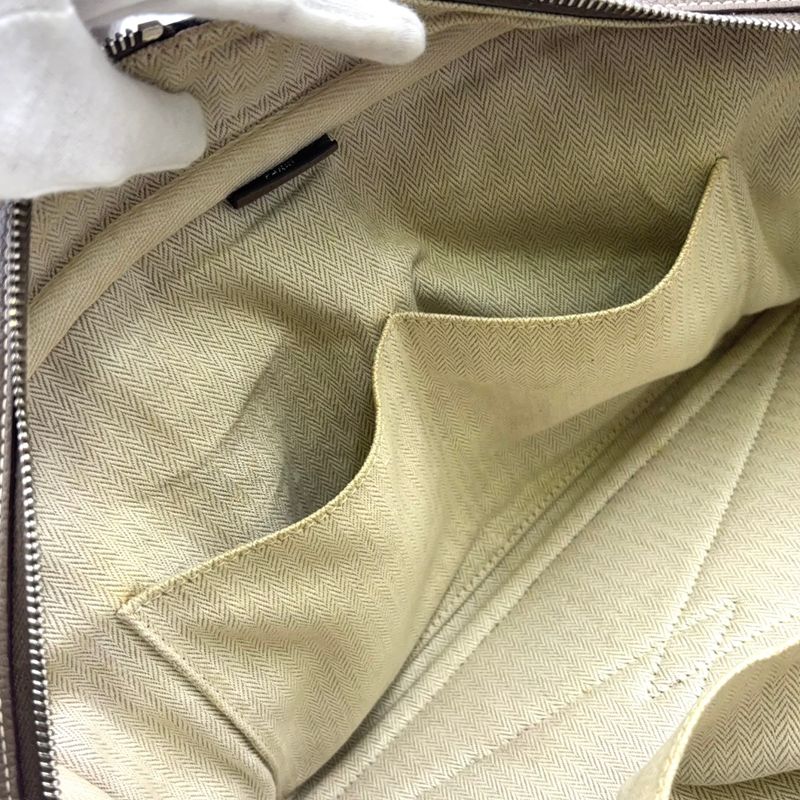 Hermes Victoria 35 □L Engraved Leather Gray-beige Handbag Silver