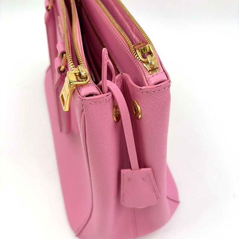Prada Saffiano LUX Galleria Saffiano Leather Pink Handbag Gold Bn1801