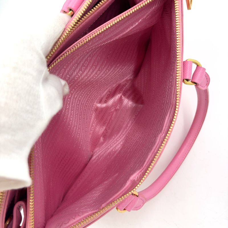 Prada Saffiano LUX Galleria Saffiano Leather Pink Handbag Gold Bn1801