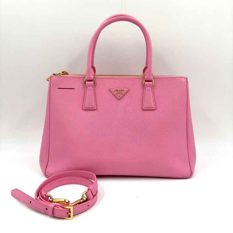 Prada Saffiano LUX Galleria Saffiano Leather Pink Handbag Gold Bn1801