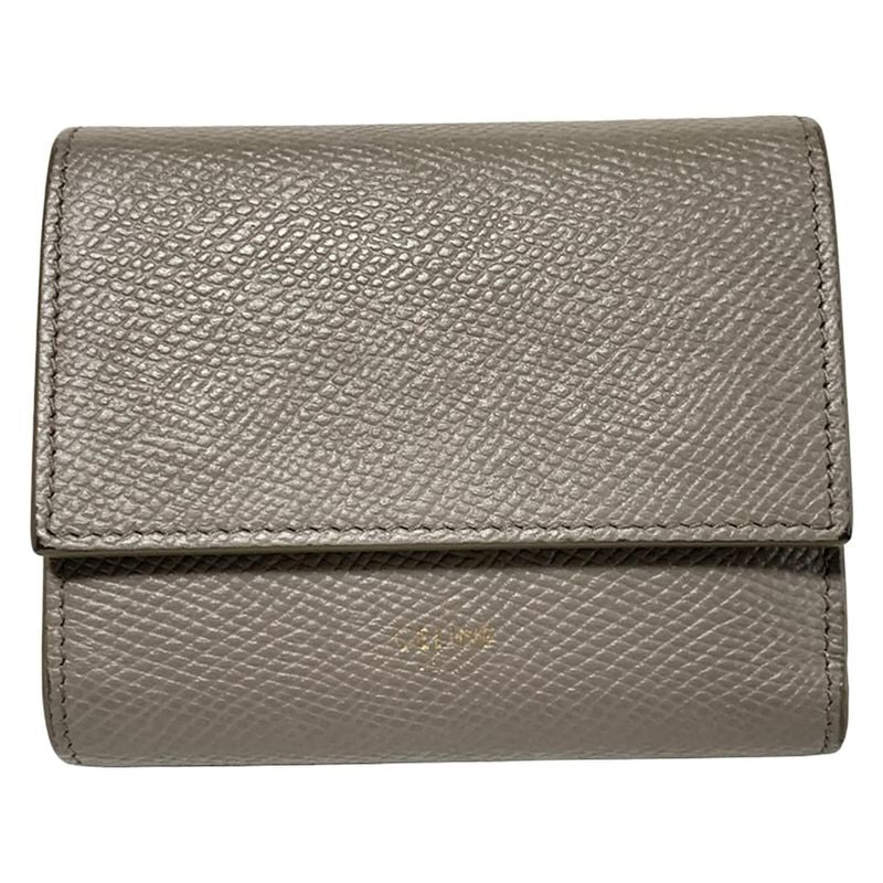 Celine Trifold Wallet - Gray Beige Leather