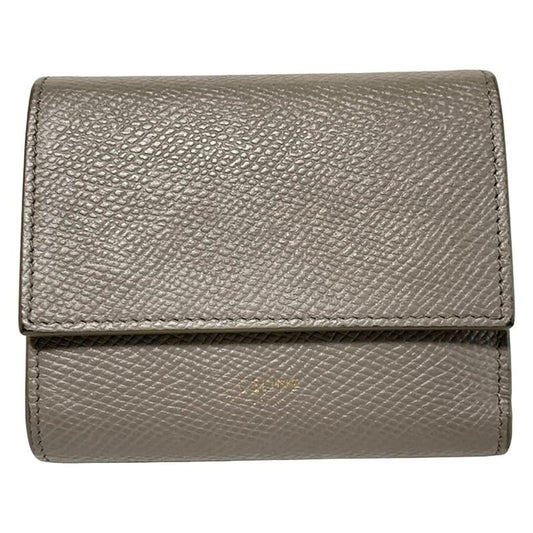 Celine Trifold Wallet - Gray Beige Leather