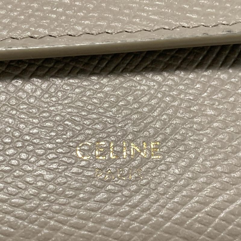 Celine Trifold Wallet - Gray Beige Leather