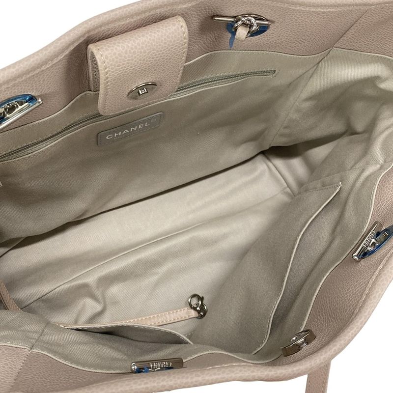 Chanel Tote Bag Deauville Line A93257 Pink Beige Chain Shoulder/silver Hardware